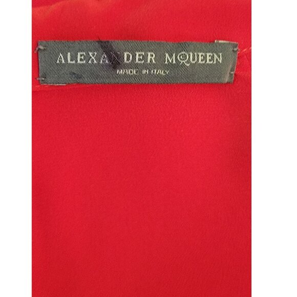 Alexander McQueen Red Viscose Skater Dress, Womens Size 42 Italy / US 6 - Picture 4 of 7